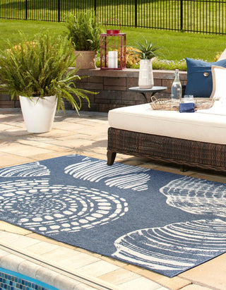 Unique Loom Outdoor Coastal OWE-CSTL8 Navy Blue Area Rug Rectangle Lifestyle Image