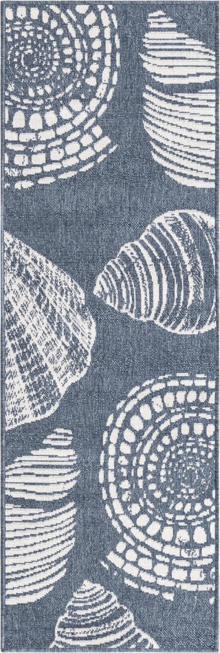 Unique Loom Outdoor Coastal OWE-CSTL8 Navy Blue Area Rug Runner Top-down Image