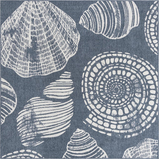 Unique Loom Outdoor Coastal OWE-CSTL8 Navy Blue Area Rug Square Top-down Image