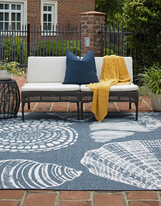 Unique Loom Outdoor Coastal OWE-CSTL8 Navy Blue Area Rug Square Lifestyle Image