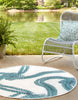Unique Loom Outdoor Coastal OWE-CSTL9 Ivory Area Rug Round Lifestyle Image