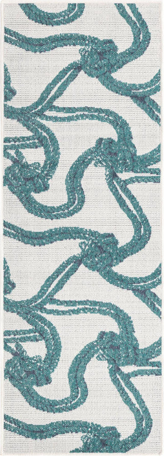 Unique Loom Outdoor Coastal OWE-CSTL9 Ivory Area Rug Runner Top-down Image