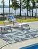 Unique Loom Outdoor Coastal OWE-CSTL9 Navy Blue Area Rug Rectangle Lifestyle Image