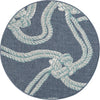 Unique Loom Outdoor Coastal OWE-CSTL9 Navy Blue Area Rug Round Top-down Image