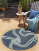 Unique Loom Outdoor Coastal OWE-CSTL9 Navy Blue Area Rug Round Lifestyle Image