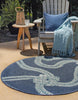 Unique Loom Outdoor Coastal OWE-CSTL9 Navy Blue Area Rug Round Lifestyle Image