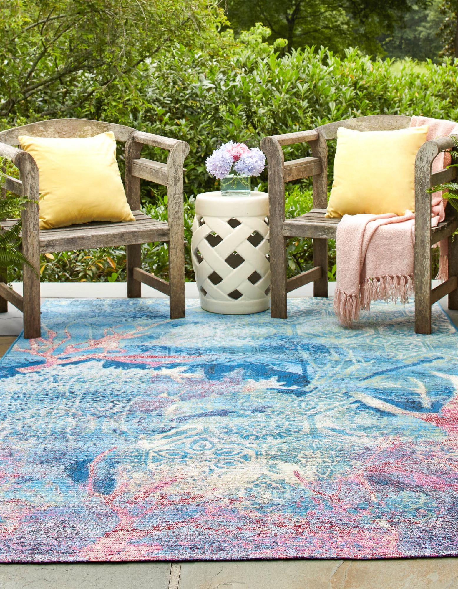 Unique Loom Outdoor Coastal OWE-EDEN-40 Multi Area Rug – Incredible ...