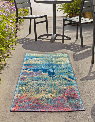 Unique Loom Outdoor Coastal OWE-EDEN-40 Multi Area Rug Runner Lifestyle Image