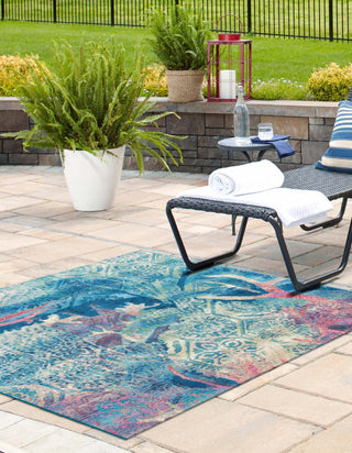 Unique Loom Outdoor Coastal OWE-EDEN-40 Multi Area Rug Square Lifestyle Image