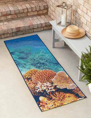 Unique Loom Outdoor Coastal OWE-EDEN-92 Multi Area Rug Runner Lifestyle Image