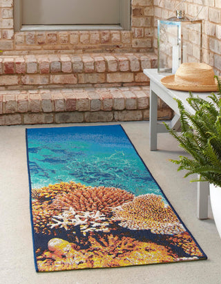 Unique Loom Outdoor Coastal OWE-EDEN-92 Multi Area Rug Runner Lifestyle Image