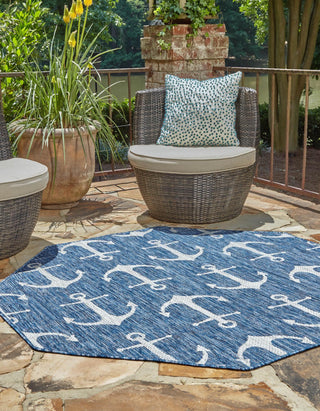 Unique Loom Outdoor Coastal T-KZOD20 Blue Area Rug Octagon Lifestyle Image
