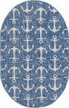 Unique Loom Outdoor Coastal T-KZOD20 Blue Area Rug Oval Top-down Image