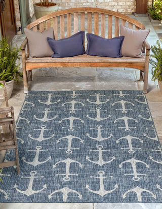 Unique Loom Outdoor Coastal T-KZOD20 Blue Area Rug Rectangle Lifestyle Image