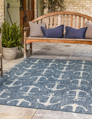 Unique Loom Outdoor Coastal T-KZOD20 Blue Area Rug Rectangle Lifestyle Image