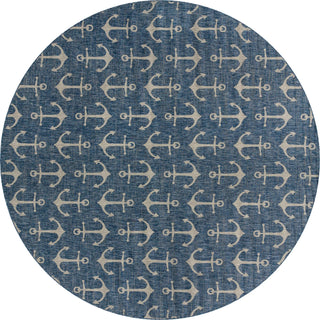 Unique Loom Outdoor Coastal T-KZOD20 Blue Area Rug Round Top-down Image