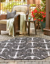 Unique Loom Outdoor Coastal T-KZOD20 Charcoal Area Rug Octagon Lifestyle Image