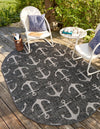 Unique Loom Outdoor Coastal T-KZOD20 Charcoal Area Rug Oval Lifestyle Image