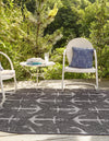 Unique Loom Outdoor Coastal T-KZOD20 Charcoal Area Rug Oval Lifestyle Image