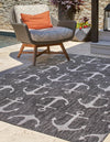 Unique Loom Outdoor Coastal T-KZOD20 Charcoal Area Rug Rectangle Lifestyle Image
