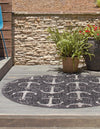Unique Loom Outdoor Coastal T-KZOD20 Charcoal Area Rug Round Lifestyle Image