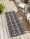 Unique Loom Outdoor Coastal T-KZOD20 Charcoal Area Rug Runner Lifestyle Image