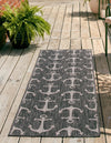 Unique Loom Outdoor Coastal T-KZOD20 Charcoal Area Rug Runner Lifestyle Image