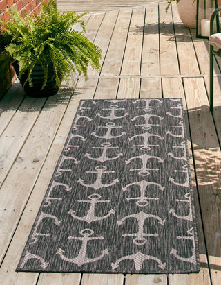 Unique Loom Outdoor Coastal T-KZOD20 Charcoal Area Rug Runner Lifestyle Image