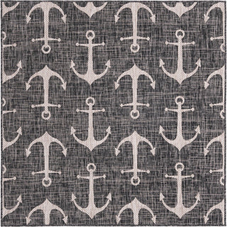 Unique Loom Outdoor Coastal T-KZOD20 Charcoal Area Rug Square Top-down Image