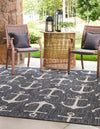 Unique Loom Outdoor Coastal T-KZOD20 Charcoal Area Rug Square Lifestyle Image