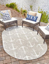 Unique Loom Outdoor Coastal T-KZOD20 Gray Area Rug Oval Lifestyle Image