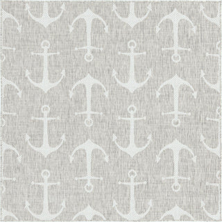 Unique Loom Outdoor Coastal T-KZOD20 Gray Area Rug Square Top-down Image