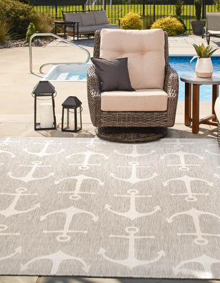 Unique Loom Outdoor Coastal T-KZOD20 Gray Area Rug Square Lifestyle Image