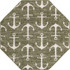 Unique Loom Outdoor Coastal T-KZOD20 Green Area Rug Octagon Top-down Image