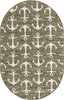 Unique Loom Outdoor Coastal T-KZOD20 Green Area Rug Oval Top-down Image