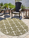 Unique Loom Outdoor Coastal T-KZOD20 Green Area Rug Oval Lifestyle Image