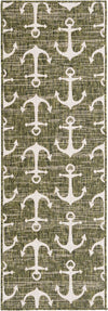 Unique Loom Outdoor Coastal T-KZOD20 Green Area Rug Runner Top-down Image