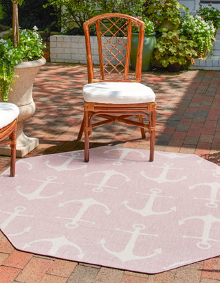 Unique Loom Outdoor Coastal T-KZOD20 Pink Area Rug Octagon Lifestyle Image