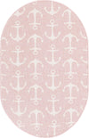 Unique Loom Outdoor Coastal T-KZOD20 Pink Area Rug Oval Top-down Image