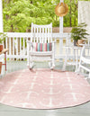 Unique Loom Outdoor Coastal T-KZOD20 Pink Area Rug Oval Lifestyle Image