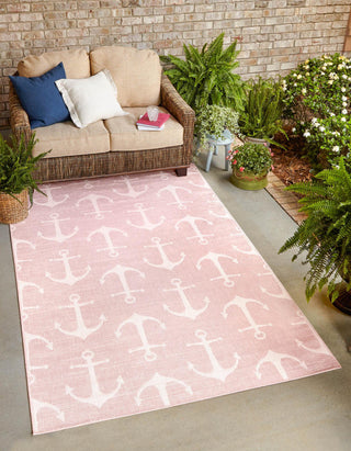 Unique Loom Outdoor Coastal T-KZOD20 Pink Area Rug Rectangle Lifestyle Image