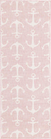 Unique Loom Outdoor Coastal T-KZOD20 Pink Area Rug Runner Top-down Image