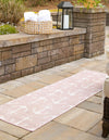 Unique Loom Outdoor Coastal T-KZOD20 Pink Area Rug Runner Lifestyle Image