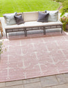 Unique Loom Outdoor Coastal T-KZOD20 Pink Area Rug Square Lifestyle Image