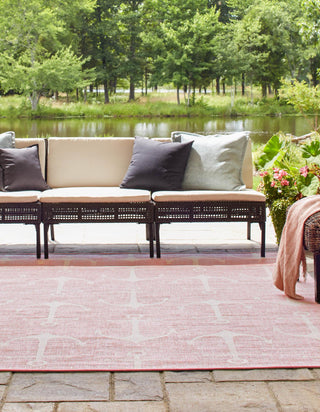 Unique Loom Outdoor Coastal T-KZOD20 Pink Area Rug Square Lifestyle Image