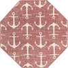 Unique Loom Outdoor Coastal T-KZOD20 Rust Red Area Rug Octagon Top-down Image