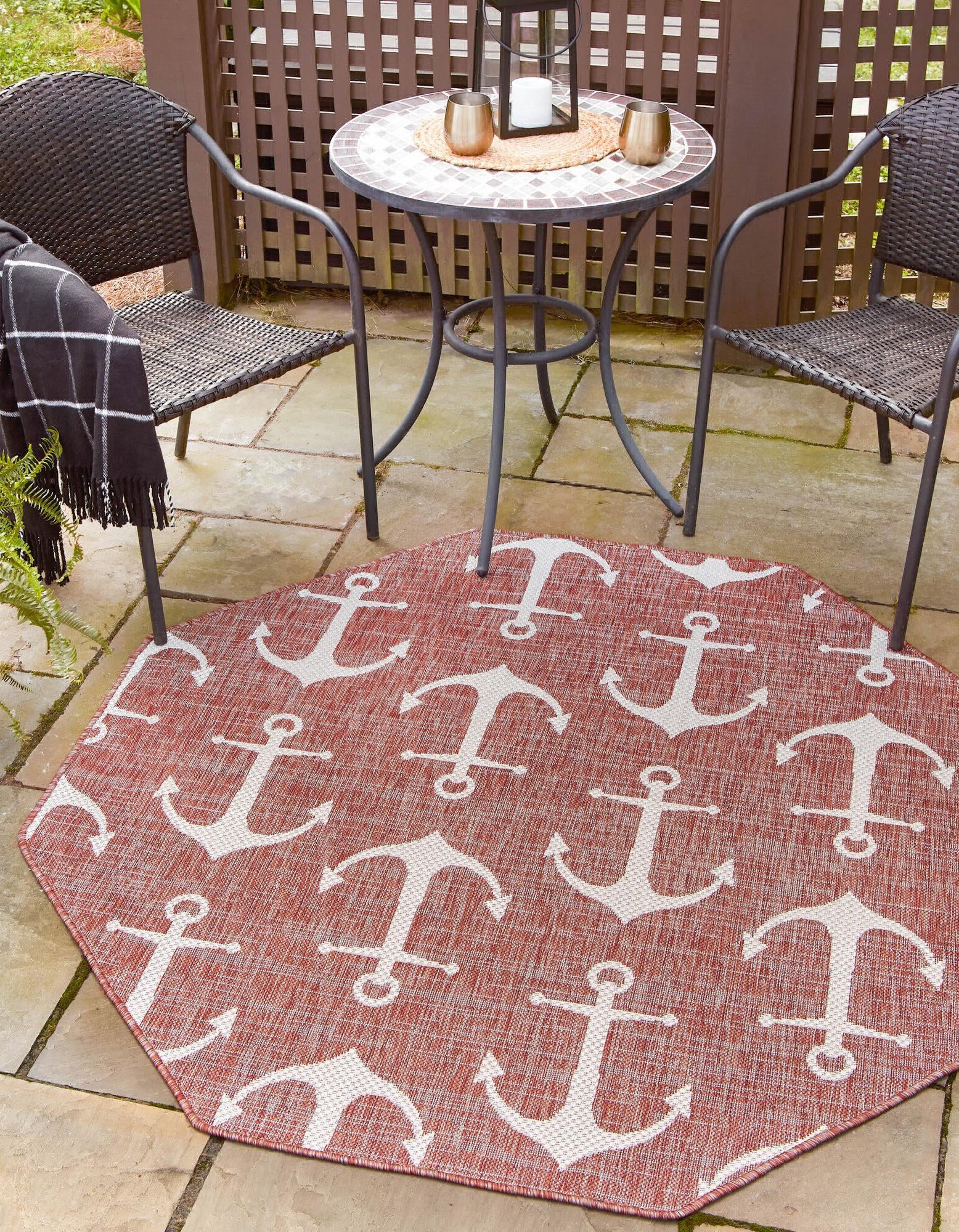 Unique Loom Outdoor Coastal T-KZOD20 Rust Red Area Rug – Incredible ...