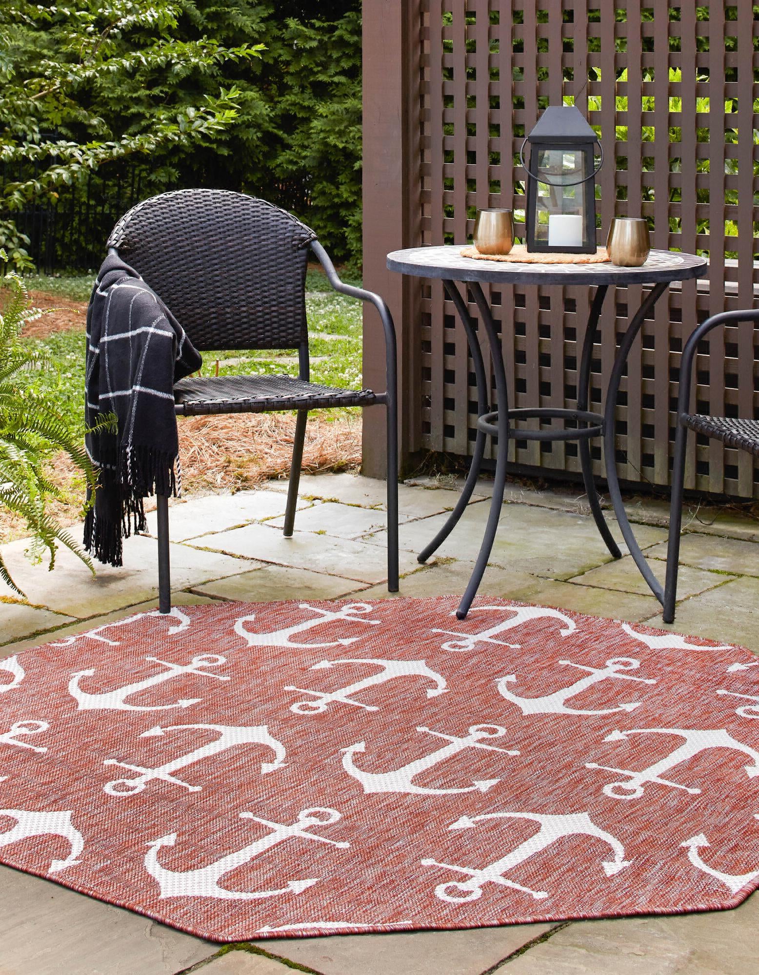Unique Loom Outdoor Coastal T-KZOD20 Rust Red Area Rug – Incredible ...