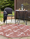 Unique Loom Outdoor Coastal T-KZOD20 Rust Red Area Rug Octagon Lifestyle Image