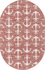 Unique Loom Outdoor Coastal T-KZOD20 Rust Red Area Rug Oval Top-down Image